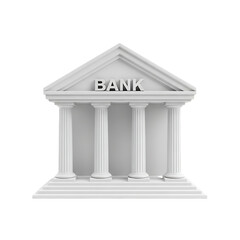 Obraz premium Classic white bank building with columns and pediment on black background