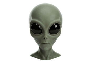 Isolated Grey Alien Head Showing Extraterrestrial Anatomy Featuring Oversized Eyes
