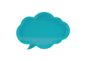 Isolated turquoise cloud speech bubble. Communication in online chat or social media concept