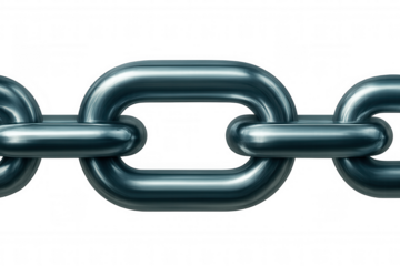 Seamless metallic chain looping together on a transparent background, creating a strong and secure connection