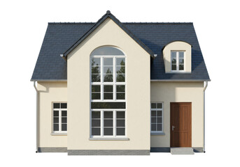 Isolated two-story house, suburban home architecture, residential facade exterior view, modern design