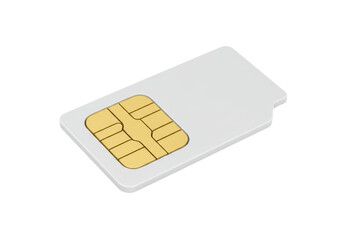 Isolated Close-Up of a Standard SIM Card with Gold Contacts for Mobile Devices, Indicating Communication Technology and Connectivity