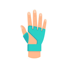 Obraz premium Fingerless glove hand support therapy glove teal glove wrist strap protective glove rehabilitation aid medical glove hand care comfort wear
