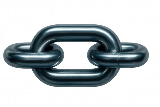 Steel chain links interconnecting, symbolizing strength, unity, connection against transparent backdrop