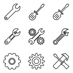 Wrench and screwdriver icons representing repair, maintenance, and mechanical work in a clean and modern graphic style