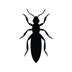 Silhouette of a generic insect with visible body segments and appendages, insect silhouette vector illustration