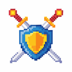 Fototapeta premium Flat vector gaming icons. Includes controller, arcade machine, gaming laptop, VR headset, esports trophy, mobile gaming, keyboard, headset, loading bar, and pixel sword shield. 