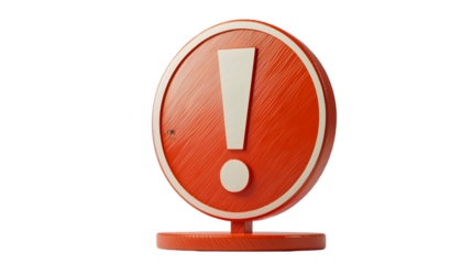 3d warning sign with an exclamation mark isolated on a transparent background