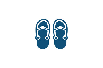 Navy Blue Flip Flops Isolated on White Background Minimalist Style