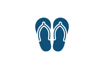 Pair of Blue Flip Flops Icon on White Background Design