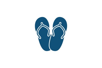 Simple Blue Flip Flops Isolated on White Background Art