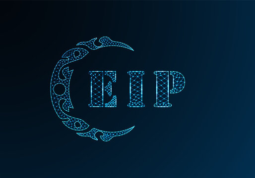 Low poly letter logo EIP design. EIP letter logo low poly vector design on blue color gradient background. EIP logo low poly design