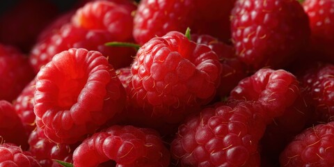 Vibrant fresh raspberries close-up with natural texture