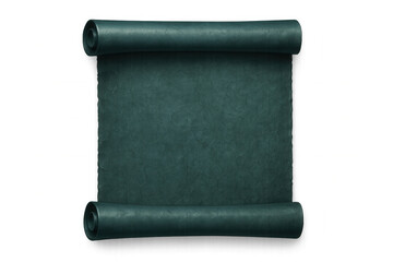 Rolled up blank teal green scroll with transparent background, creating a textured and elegant backdrop