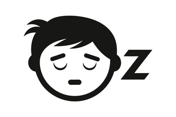 Minimalist Sleeping Boy Face with Z Symbol on White Background