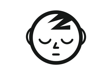 Minimalist Newborn Face Black Graphics on White Background