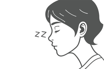 Sleeping Woman with ZZ on a White Background Side Profile