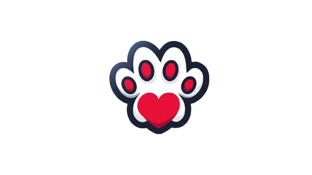 A paw print graphic with a red heart