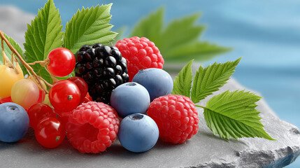 Luxury Berry Arrangement on Black Background with Minimalist Left Space for Web Text