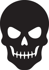 Skull silhouette with hollow eyes. Spooky Halloween vector icon for horror, party, decoration, and poster design.