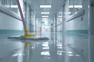 Hospital floor disinfection and cleaning process during the COVID pandemic using a mop in a sterile environment