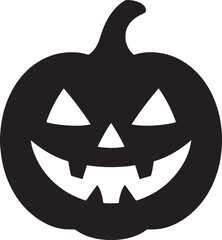 Pumpkin jack-o’-lantern smiling face silhouette. Spooky Halloween vector icon for party, decoration, and festival.