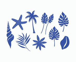 Isolated EPS Vector Template Hand Drawn Summer Beach Collection