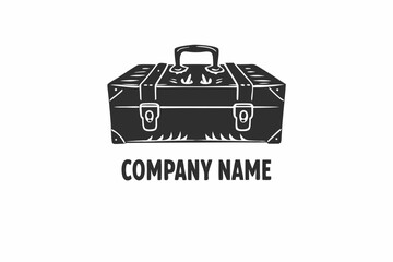 Obraz premium Retro Style Black Suitcase on White Background for Brand Logo