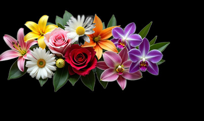 bouquet of flowers on transparent background 