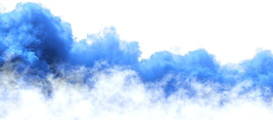 Wispy blue smoke drifts upwards, dissipating against a bright white background with a hint of grey undertones