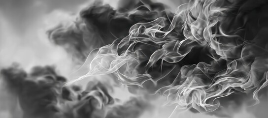 Swirling smoke, grey and white tones. Abstract, dreamy