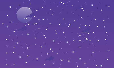 Naklejka premium Purple night sky with stars and planet illustration. Abstract purple night sky background featuring a glowing planet, scattered stars, and cosmic atmosphere, ideal for space or sci-fi design.
