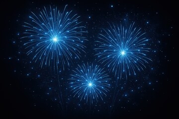 Fototapeta premium Blazing Fireworks: A dazzling display of blue fireworks illuminates the night sky, capturing the energy and wonder of a celebration, filled with a vibrant sense of joy and excitement.