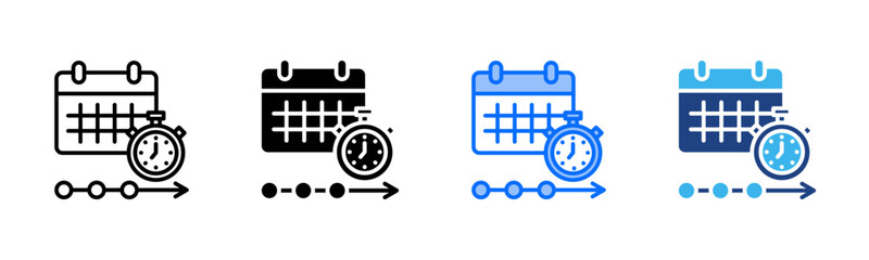 Long-Term Plan icon set multiple style collection