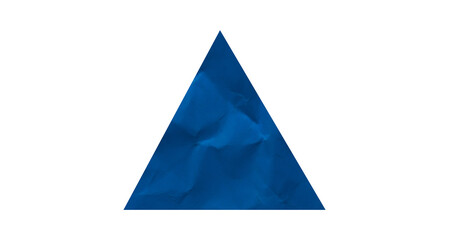 Obraz premium Blue Triangle Icon. Triangle symbol with wrinkled texture on transparent background.