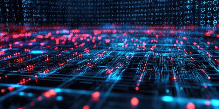 Abstract futuristic grid glowing with digital energy Stock photo