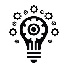 Gear with Light Bulb Innovation Symbol