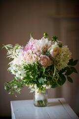 Romantic Pastel Flower Arrangement in Vase