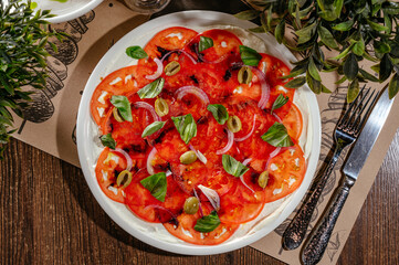 carpaccio with tomatoes and olives