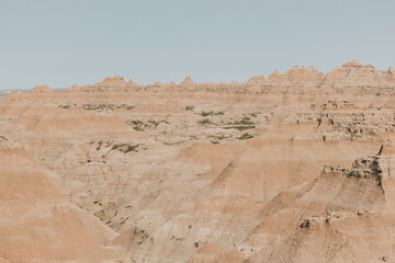 Afternoon view of Badlands National Park rock formations