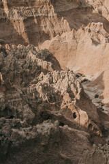Afternoon view of Badlands National Park rock formations