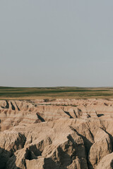 Afternoon view of Badlands National Park rock formations