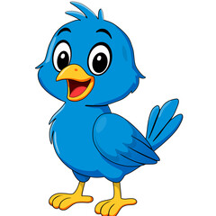Cartoon Blue Bird with big smile face