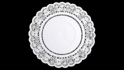 White Lace Doily, Overhead View, Isolated Background