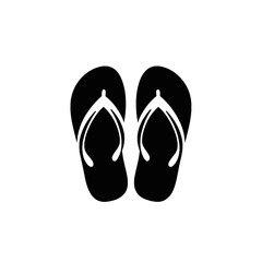 Fototapeta premium Isolated black and white vector image of a pair of flip flops on a plain white background image style