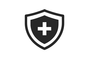 Medical Shield Icon Health Protection Symbol with White Plus Sign