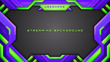 Streaming banner background in purple and lime green abstract style backdrop for streamers © Pugazh Logan
