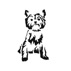 Vector drawing of a dog. Black and white gestalt design of a funny pet. Little doggy. Cute animal illustration. Postcard for International Dog Day