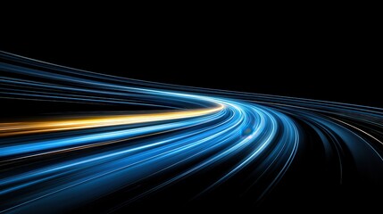 Dynamic light trails create a futuristic scene, ideal for technology or motion-related themes, Perfect for backgrounds, digital designs, or advertisements,