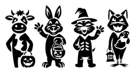 Obraz premium Festive Cartoon Characters for Halloween Celebration and Decoration